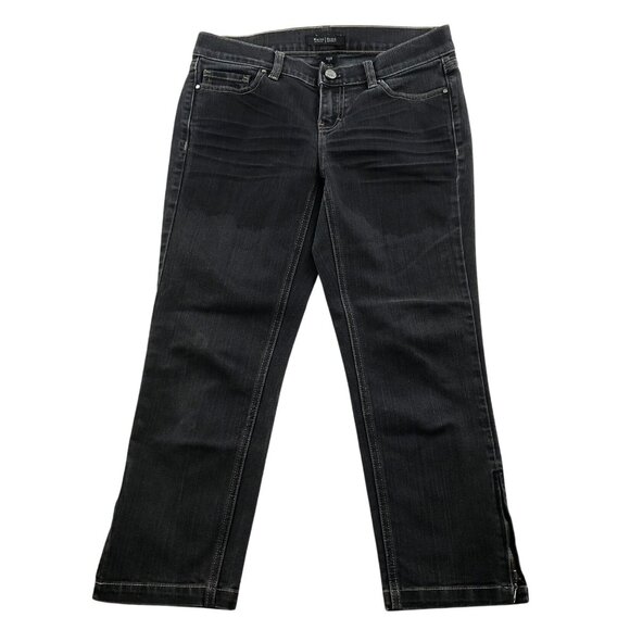 White House Black Market Womens Noir Jeans Size 2 Straight Leg Ankle Zip Denim - Picture 1 of 16